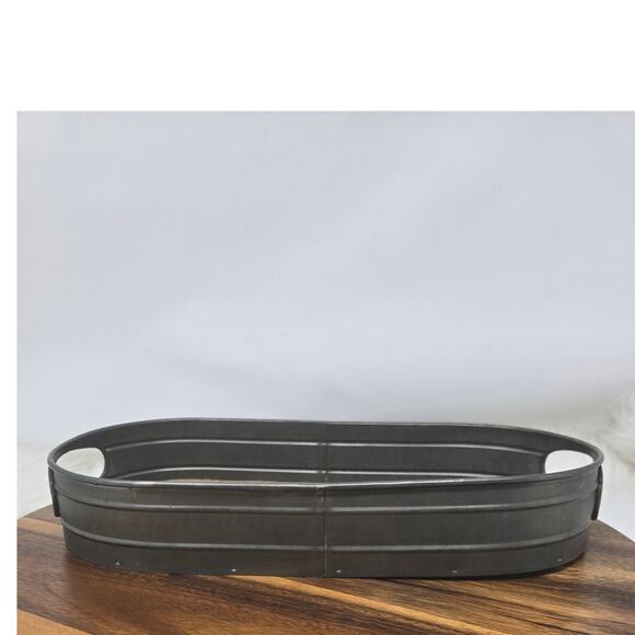 Trinket Fruit Holder Farm Kitchen Oval General Store Wood Tin Decorative Dish - Picture 4 of 7